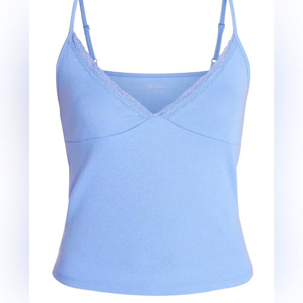No Boundaries Lace Trim V-Neck Cami Tank Top Cool‎ Peri Blue Size Large NWT